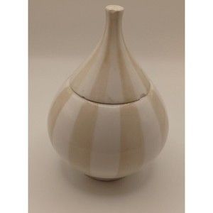 Jonathan Adler Happy Home Stripes Sugar Jar Striped￼ Bowl with Lid Chipped.